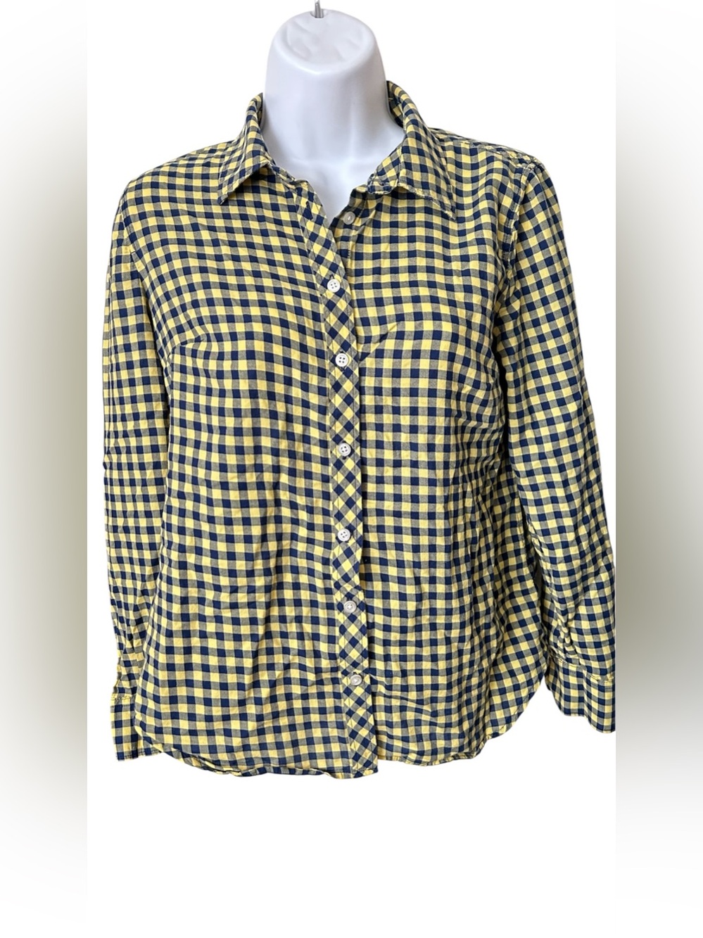 Talbots Yellow and Navy Gingham Shirt, SP